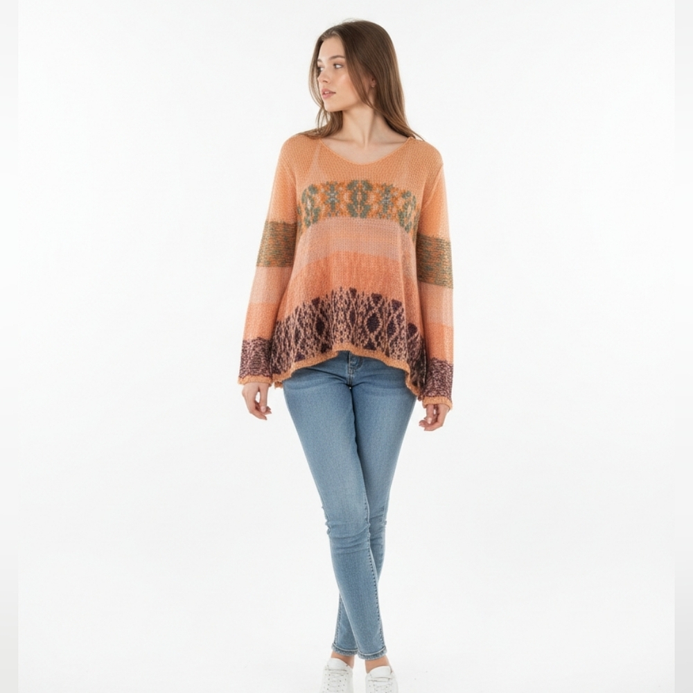 Aratta Peach  Knit Mohair Top  Size Med